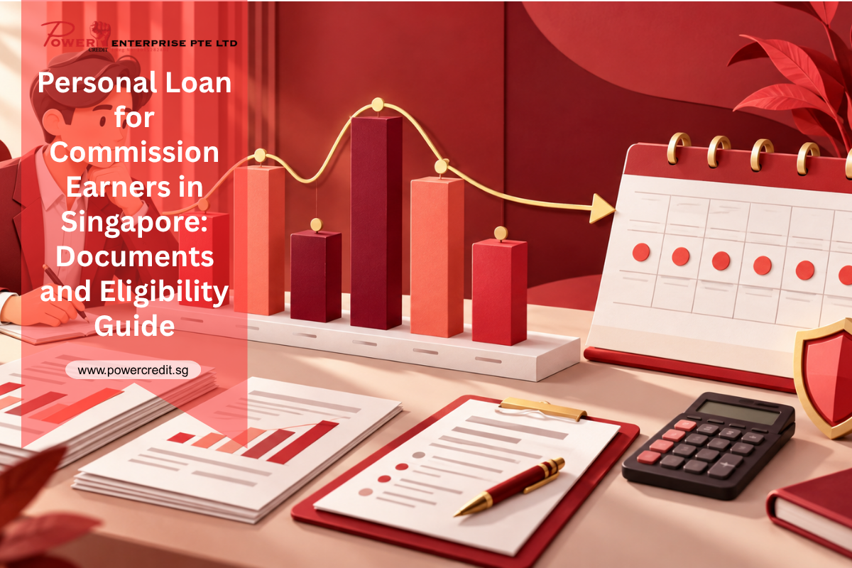 Commission earner comparing variable monthly income with scheduled personal loan repayments in Singapore.